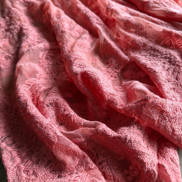 🍑 NWOT Entro Peach/Coral Lace Maxi Dress w/ lined Shorts - Picture 8 of 15